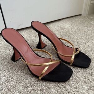 Amina Muaddi Black Henson Cross-over Mules